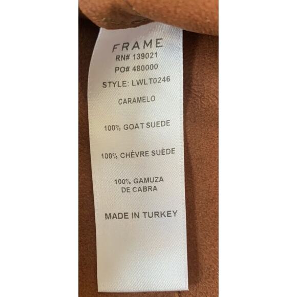 Frame Suede Mini Skirt Size 27 Carmelo Brown $595 Snap Front - Picture 3 of 5